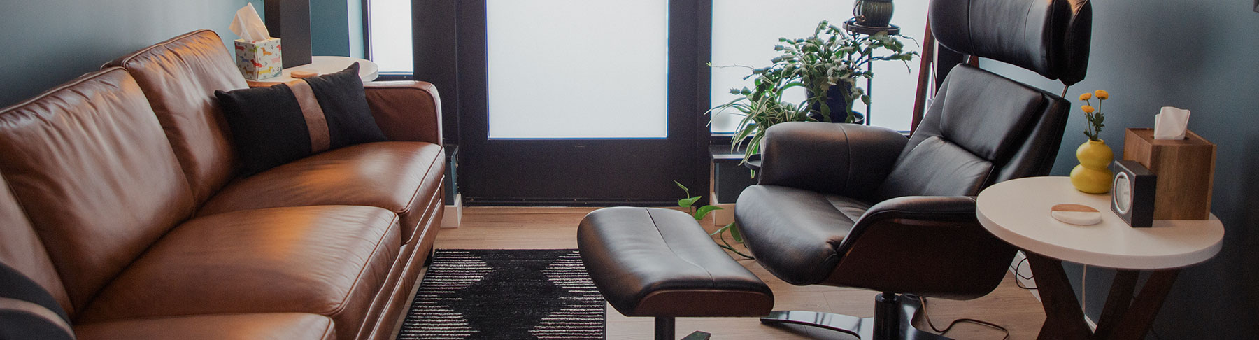 Therapy space within the Andersonville Mindfulness & Psychology's office Space