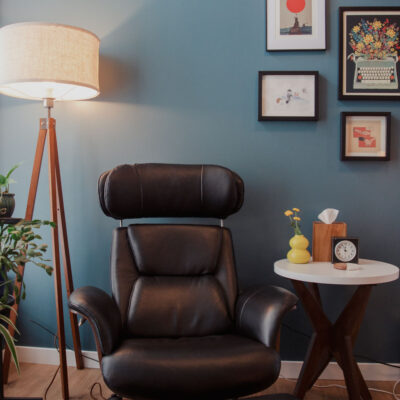 Therapy space within the Andersonville Mindfulness & Psychology's office space