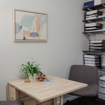 Therapy space within the Andersonville Mindfulness & Psychology's office space