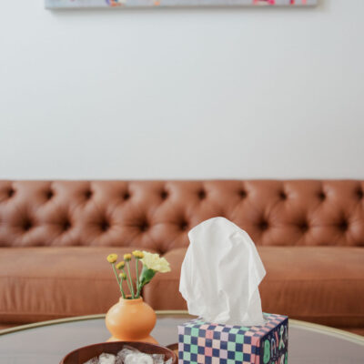 Therapy space within the Andersonville Mindfulness & Psychology's office space